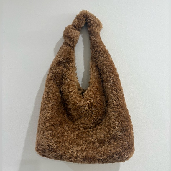 Anthropologie Fuzzy Tan Hobo Bag - Picture 2 of 6
